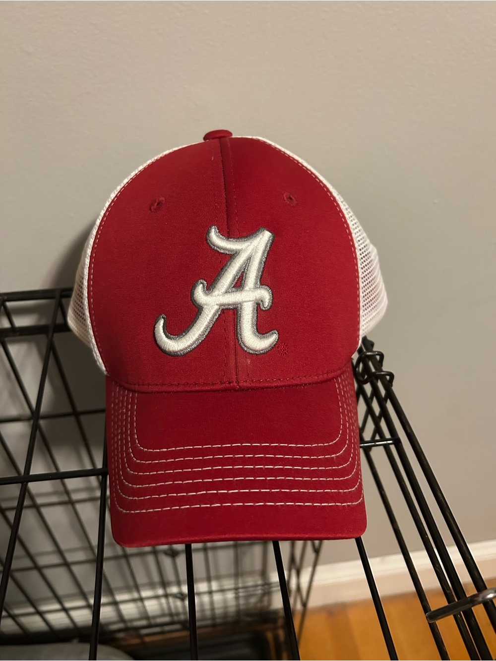 Alabama Crimson Script A Red and White Trucker Adjustable Cap